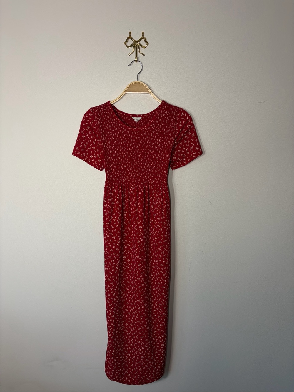 Vintage Red Floral Midi Dress